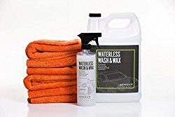 Armour Car Care Waterless Wash & Wax Complete 6 Piece Bundle | 4 Pro Ultra Plush Microfiber Towels | 1 (16 oz) spray and 1 (1 gal) refill of Waterless Wash & Wax
