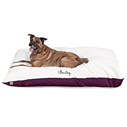 Plush Personalized Pet Pillow Dog Bed Custom Embroidered – Removable Pet Bed Cover – Large Burgundy