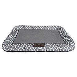 DII Bone Dry Large Rectangle Lattice Kennel & Crate Padded Pet Mat, 22×34″ For Dogs or Cats-Gray