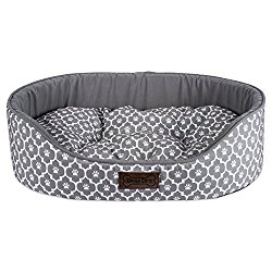 DII Bone Dry Lattice Pet Bed, 20x28x8″, Modern & Fashionable Medium Oval Bed For Dogs Or Cats-Gray