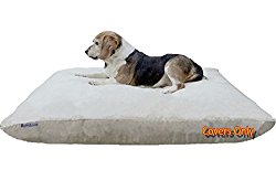 Do It Yourself DIY Pet Bed Pillow Duvet Suede Cover + Waterproof Internal case for Dog / Cat at Large 48″X29″ Khaki Color – Covers only