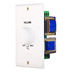Wall Mount Volume Control Knob – Flush In-Wall Plate Rotary Style Adjustment 20 – 20kHz Frequency Response Companion for Hi-Fi Four-Pair Speaker Selector w/ Audio & Video Compatibility – Pyle PVC1