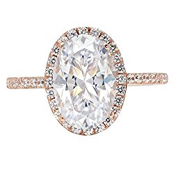 3.28ct Brilliant Oval Cut Halo Statement Wedding Anniversary Engagement Bridal Ring 14k Rose Gold