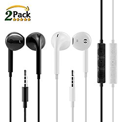 Apple Earbuds,HaRuion In Ear Earbuds,Earphones Wired with Mic and Remote Control Fits Apple Iphone 6S Plus 6 SE 5S Samsung Galaxy S7 S6 Note 3 2 1/MP3 MP4 MP5 Player IOS Android,2 Pack