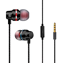 In-Ear Earbuds, Noise Isolating Ear Buds Heavy Bass Wired Earphones Metal Headphones with Mic 3.5mm Jack for Kids Children School Boys Girls Adults IPhone Android IPod Laptop Mp3/4 Player – Black