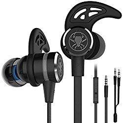 KEKU Wired E-Sport Earphone Noise Cancelling Stereo Bass Gaming Earbuds Headphone headset With Mic, 3.5mm Hifi Earbuds with Extension Cable and PC Adapter for PC, Laptop and Cellphones (black)