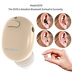 NENRENT S570 Bluetooth Earbud,Smallest Mini Invisible V4.1 Wireless Bluetooth Earpiece Headset Headphone Earphone with Mic Hands-Free Calls for iPhone iPad Samsung Galaxy LG HTC Smartphones 1pcs(Nude)