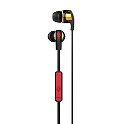 Skullcandy Smokin’ Buds 2 Noise Isolating Earbuds with In-Line Microphone and Remote, Moisture Resistant, Oval-Shaped and Angled for Long-Term Comfort, Spaced Out/Orange Iridium