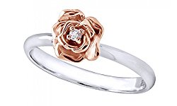 White Natural Diamond Flower Band Ring In Solid Gold (