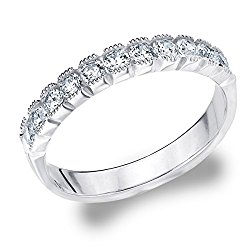 14K White Gold Diamond Box Set Milgrain Ring (.50 cttw, F-G Color, VS1-VS2 Clarity)
