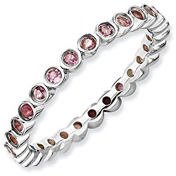 2.25mm Sterling Silver Stackable Expressions Bezel Set Pink Tourmaline Eternity Ring