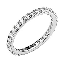 .925 Sterling Silver Rhodium Plated 2.5mm Eternity Band – Size 8