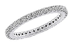 White Natural Diamond Eternity Band Ring In 14k Solid White Gold (0.79Ct)