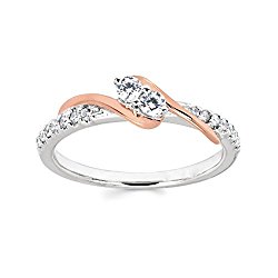 10K White and Rose Gold Diamond Two Stone Promise Ring (1/4 cttw., I Color, I1 Clarity)