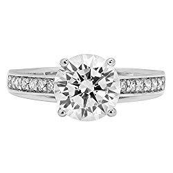 2.41ct Brilliant Round Cut Designer Accent Solitaire Promise Anniversary Statement Engagement Wedding Bridal Ring For Women Solid 14k White Gold