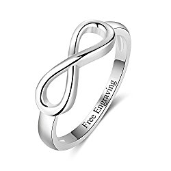 Lam Hub Fong Personalized Free Engrave Infinity Knot Entirely BFF Friendship Silver Rings For Women Sisters Mothers Rings Band Promise Rings For Her