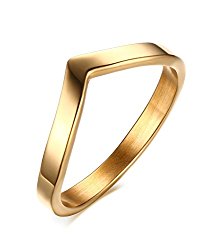 Women’s Fashion 18k Gold Plated Stainless Steel Engagement Wedding Promise Chevron Rings
