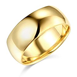 Wellingsale Mens 14k Yellow -OR- White Gold Solid 8mm COMFORT FIT Traditional Wedding Band Ring