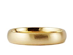 18k Yellow Gold Brushed 4mm COMFORT FIT WEDDING BAND