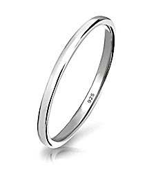 925 Sterling Silver Ring High Polish Plain Dome Tarnish Resistant Comfort Fit Wedding Band 2mm Ring