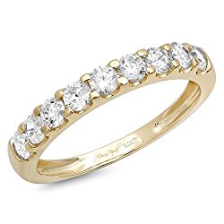 Clara Pucci 0.9 CT Round Cut Designer pave Bridal Anniversary Engagement Wedding Ring Band 14K Yellow Gold