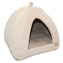 Best Pet Supplies Corduroy Tent Bed for Pets, Beige – Medium