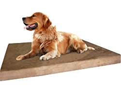 Dogbed4less XL Orthopedic Gel Cooling Memory Foam Dog Bed, Waterproof Liner and Extra External Pet Bed Cover, 47X29X4 Inch Fit 48X30 Crate, Brown Color