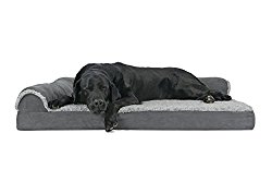 FurHaven Deluxe Orthopedic Chaise Couch Pet Bed for Cats and Dogs, Jumbo, Two-Sided Stone Gray