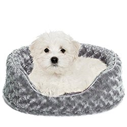 Furhaven Pet NAP Oval Ultra Plush Bed for Dog or Cat, Small, Gray