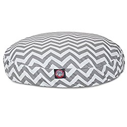 Gray Chevron Small Round Indoor Outdoor Pet Dog Bed With Removable Washable Cover By Majestic Pet Products