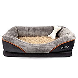 JOYELF Large Memory Foam Dog Bed, Orthopedic Dog Bed & Sofa with Removable Washable Cover and Squeaker Toys as Gift