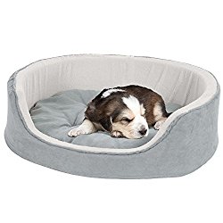 PETMAKER Small Cuddle Round Microsuede Pet Bed – Gray