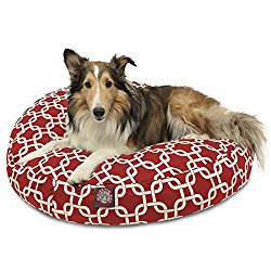 Red Links Medium Round Indoor Outdoor Pet Dog Bed With Removable Washable Cover By Majestic Pet Products