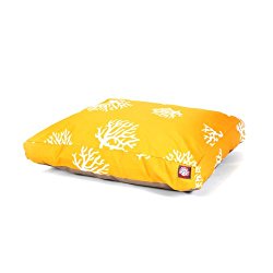 Yellow Coral Medium Rectangle Indoor Outdoor Pet Dog Bed With Removable Washable Cover By Majestic Pet Products