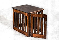 Amish Made Wood Decorative Dog Crate – Heavy Duty Chew- Resistant Wooden Kennel End Table Medium 29 x 23 x 24 inches – Maple