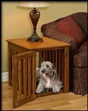 Amish Made Wood Dog Crate – Heavy Duty Wood Bars-Resistant Wooden Kennel End Table Large 34 x 23 x 24 inches – Oak