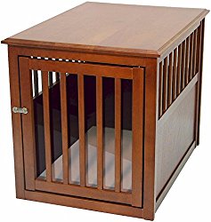 Crown Pet Products Pet Crate Wood Dog Crate Furniture End Table, Medium Size with Mahogany Finish