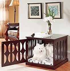Hot Sale! Wooden Dog Kennel Crate End Table Side Furniture Puppy Pad Cage Pet Bed Mahogany