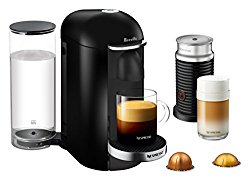 Nespresso VertuoPlus Deluxe Coffee and Espresso Machine Bundle with Aeroccino Milk Frother by Breville, Black