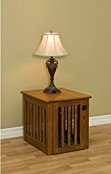Wooden  Dog Crate – Decorative Dog Crate End Table Made of Oak Wood Furniture Medium Sized 29 x 23 x 24 inches