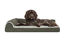 Furhaven Pet 84441084 Dark Sage Deluxe Chaise Lounge Cooling Gel Top Sofa Pet Bed, Large
