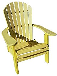 Phat Tommy Recycled Poly Resin Folding Adirondack Chair – Durable and Eco-Friendly Patio Furniture Armchair, Yellow