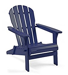 Plow & Hearth 62A80-NY Foldable Eucalyptus Adirondack Chair, Navy