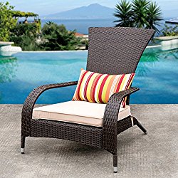 Sundale Outdoor Deluxe Wicker Adirondack Chair Outdoor Patio Yard Furniture All-weather with Cushion and Pillow