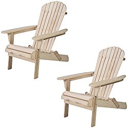 WALCUT Foldable Adirondack Wood Chair Garden Furniture Patio Lawn Deck Outdoor Folding Chair (Set Of 2)