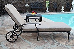 A Pair of 2 Sienna Collection Cast Aluminum Powder Coated Chaise Lounge with Lite Brown Seat Cushions