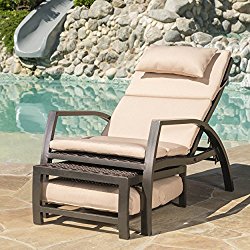 Newmans | Outdoor Aluminum Lounge with Water Resistant Cushion | in Dark Brown/Tan