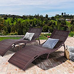 Tangkula Folding Patio Rattan Chaise Lounge Chair Pool Outdoor Furniture (2)