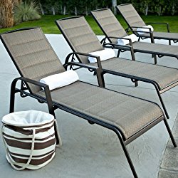 Coral Coast Coral Coast Del Rey Padded Sling Chaise Lounges – Set of 2, Bronze, Aluminum, 72.75L x 27W x 39.75H inches