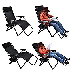 EZCHEER Zero Gravity Chair Oversized, 2 Pack Supports up to 430lbs Patio Lounge Chair,XL Folding Portable Office Beach Recliner Chair With Cup Holder